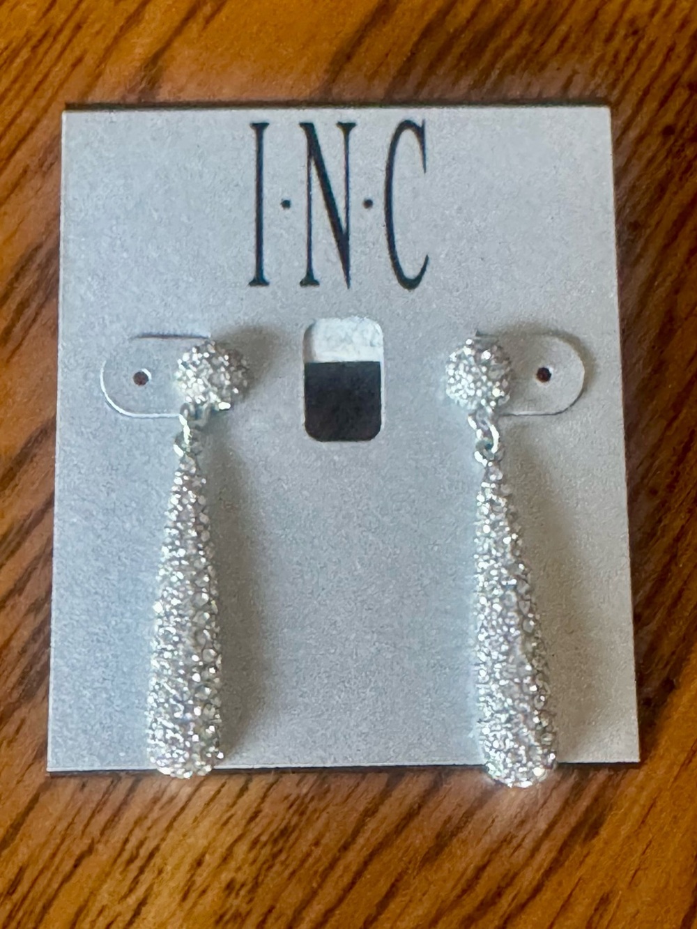 INC International Concepts Silver Pavé Rhinestone Teardrop Dangle Earrings NEW